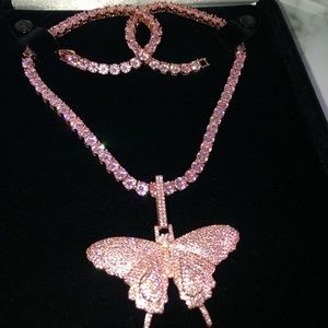 Pink butterfly chain